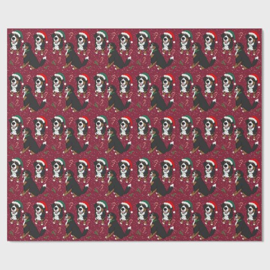 Bernese Mountain Dog-kerstpapier Cadeaupapier (Vlak)