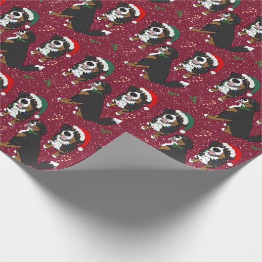 Bernese Mountain Dog-kerstpapier Cadeaupapier (Hoek)