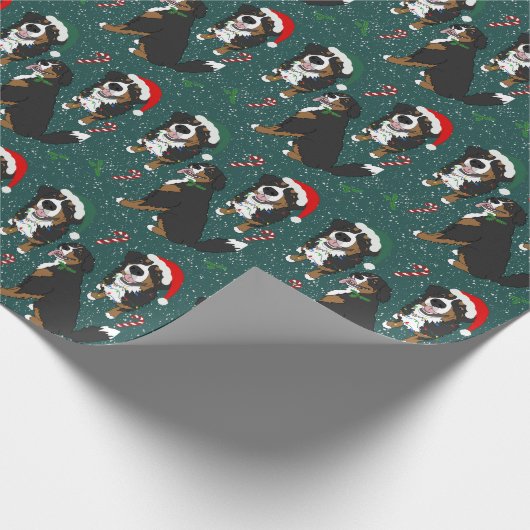 Bernese Mountain Dog-kerstpapier Cadeaupapier (Hoek)