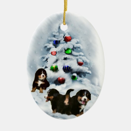 Bernese Mountain Dog-kerstversiering Keramisch Ornament (Voorkant)