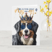 Bernese Mountain Dog King for a Day Funny Birthday Kaart (Gele Bloem)