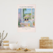 Bernese Mountain Dog Kunstprint Monet Stijl Bloemm Poster (Keuken)