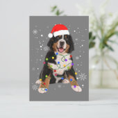 Bernese Mountain Dog licht kerstmis op Bedankkaart (Staand voorkant)