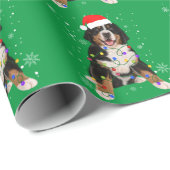 Bernese Mountain Dog licht kerstmis op Cadeaupapier (Rol Hoek)