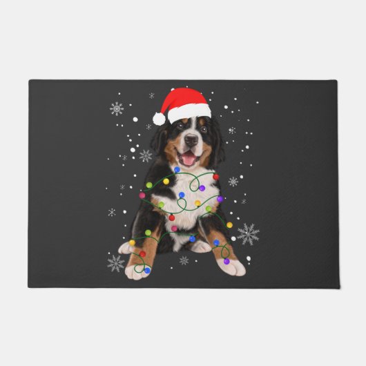 Bernese Mountain Dog licht kerstmis op Deurmat (Voorkant)