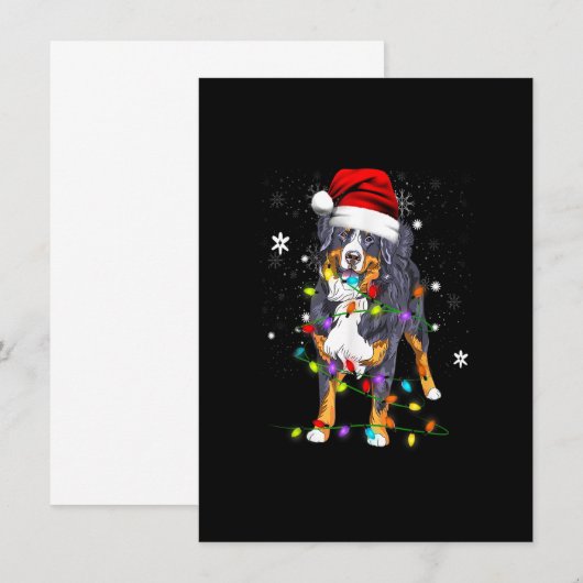 Bernese Mountain Dog licht kerstmis op Kaart (Voorkant / Achterkant)