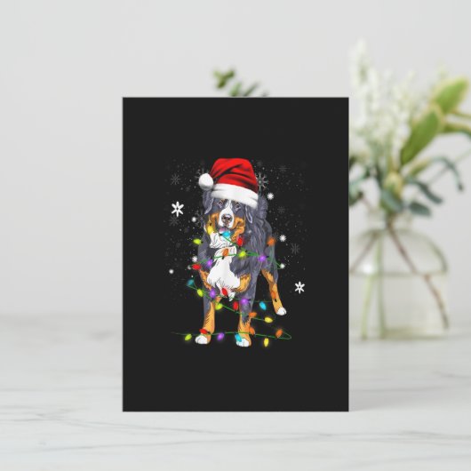 Bernese Mountain Dog licht kerstmis op Kaart (Staand voorkant)