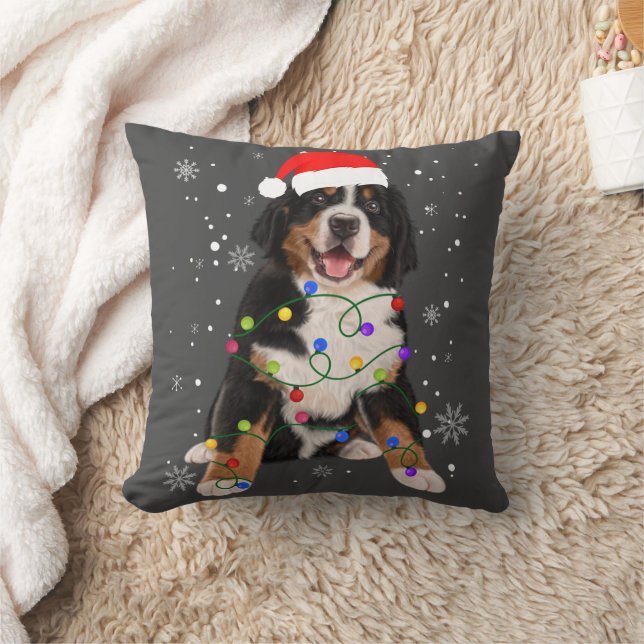 Bernese Mountain Dog licht kerstmis op Kussen (Deken)