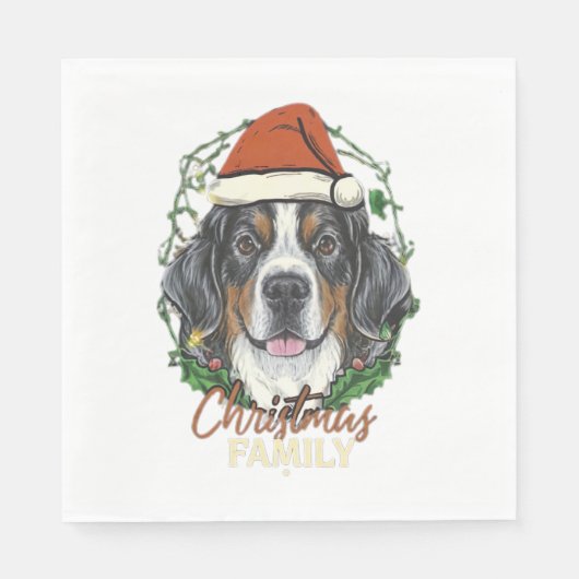 Bernese Mountain Dog licht kerstmis op Servet (Voorkant)