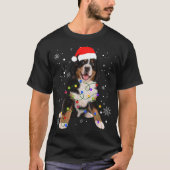 Bernese Mountain Dog licht kerstmis op T-shirt (Voorkant)