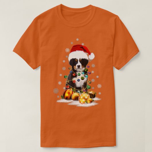 Bernese Mountain Dog licht kerstmis op T-shirt (Design voorkant)