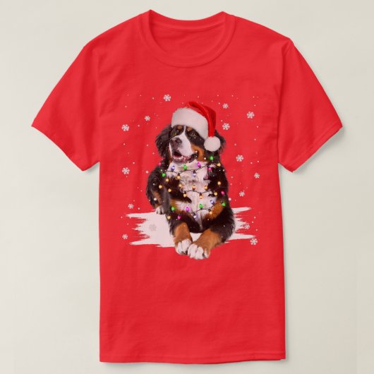 Bernese Mountain Dog licht kerstmis op T-shirt (Design voorkant)