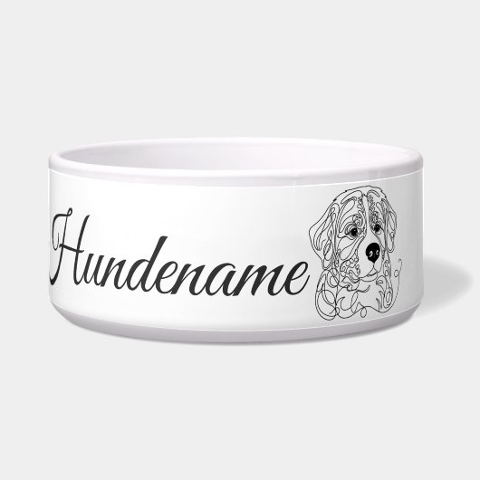 Bernese Mountain Dog Line Art personalized bowl Voerbakje (Voorkant)