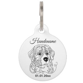Bernese Mountain Dog Line Art Personalized Tag Huisdierpenning