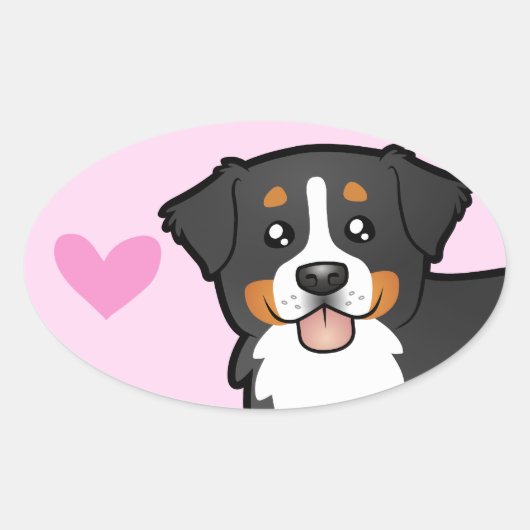 Bernese Mountain Dog Love Ovale Sticker (Voorkant)