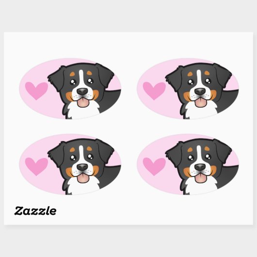 Bernese Mountain Dog Love Ovale Sticker (Vel)