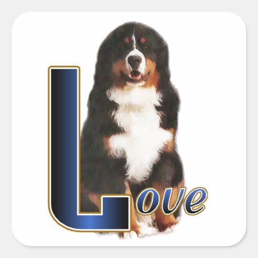 Bernese Mountain Dog Love Vierkante Sticker (Voorkant)