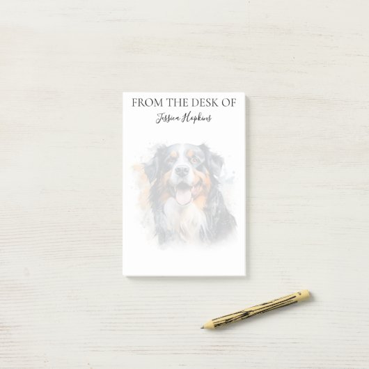 Bernese Mountain Dog Lover Monogrammed Dog Post-it® Notes (Op bureau)