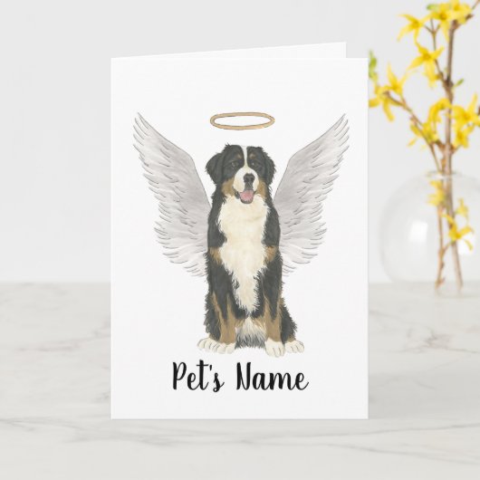 Bernese Mountain Dog Memorial Kaart (Gele Bloem)