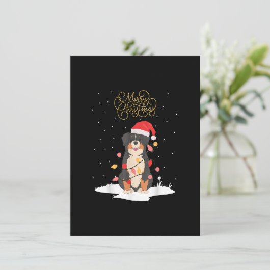 Bernese Mountain Dog Merry KerstBerner Xmas C Kaart (Staand voorkant)