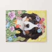 Bernese Mountain Dog met Flowers Spring Legpuzzel (Horizontaal)
