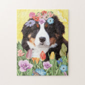 Bernese Mountain Dog met Flowers Spring Legpuzzel (Verticaal)