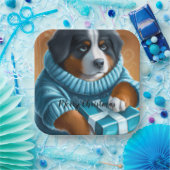 Bernese Mountain Dog met kerstcadeau Papieren Bordje (Feest)