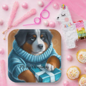 Bernese Mountain Dog met kerstcadeau Papieren Bordje (Feest)