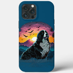 Bernese Mountain Dog met Mountain Sunrise uitzicht Case-Mate iPhone Case