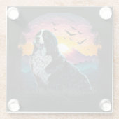 Bernese Mountain Dog met Mountain Sunrise uitzicht Glazen Onderzetter (Achterkant)