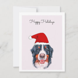 Bernese Mountain Dog met Santa Hat Kaart