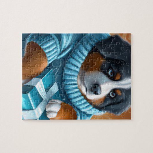 Bernese Mountain Dog met vakantieverlof Cadeau Legpuzzel (Horizontaal)