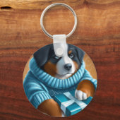 Bernese Mountain Dog met vakantieverlof Cadeau Sleutelhanger (Voorkant)