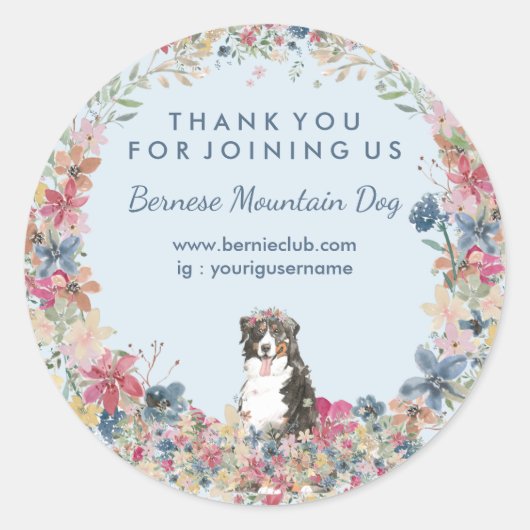 Bernese Mountain Dog met ventilator Lijst Ronde Sticker (Voorkant)