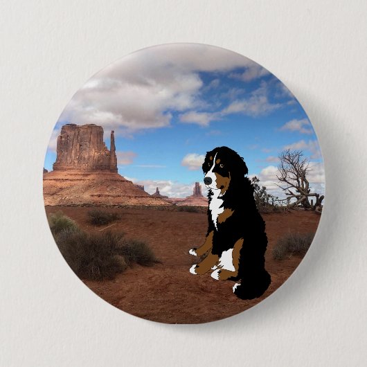 Bernese Mountain Dog Monument Valley Ronde Button 7,6 Cm (Voorkant)