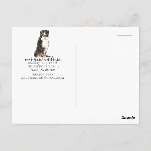 Bernese Mountain Dog Moving Announcement Briefkaar Briefkaart (Achterkant)