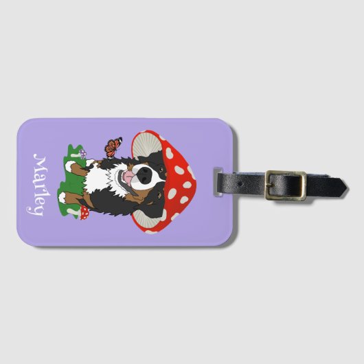 Bernese Mountain Dog Mushroom Pet Bagagelabel (Voorkant (horizontaal))