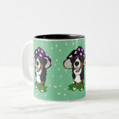 Bernese Mountain Dog Mushroom Pet Tweekleurige Koffiemok (Voorkant links)