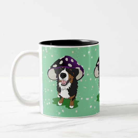 Bernese Mountain Dog Mushroom Pet Tweekleurige Koffiemok (Links)