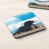 Bernese Mountain Dog over Beach Bier Onderzetter (Linkerzijde)