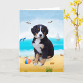 Bernese Mountain Dog over Beach Kaart (Gele Bloem)