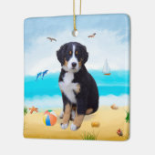 Bernese Mountain Dog over Beach Keramisch Ornament (Links)