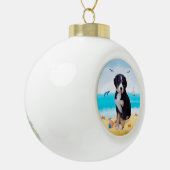 Bernese Mountain Dog over Beach Keramische Bal Ornament (Links)