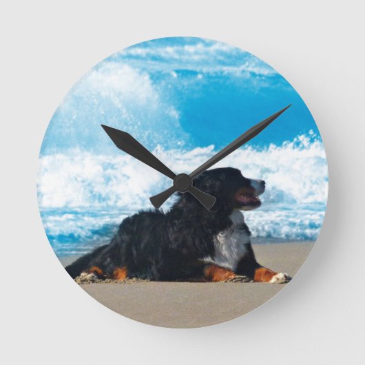 Bernese Mountain Dog over Beach Ronde Klok (Voorkant)