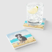 Bernese Mountain Dog over Beach Stenen Onderzetter (Zijkant)