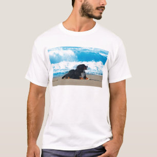 Bernese Mountain Dog over Beach T-shirt