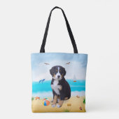 Bernese Mountain Dog over Beach Tote Bag (Achterkant)