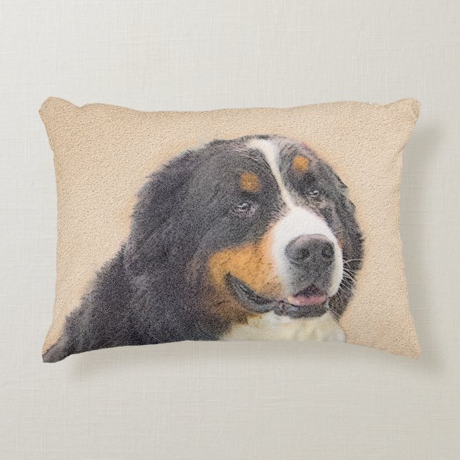 Bernese Mountain Dog Painting - Original Dog Art Accent Kussen (Voorkant)