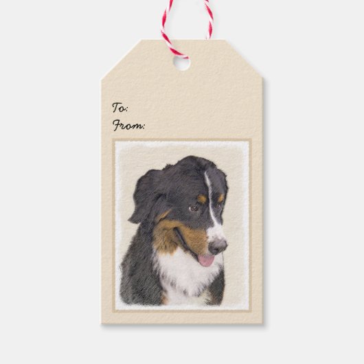Bernese Mountain Dog Painting - Original Dog Art Cadeaulabel (Voorkant)