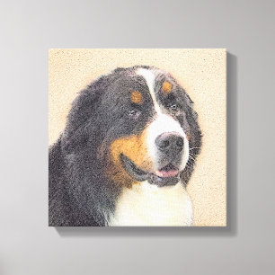 Bernese Mountain Dog Painting - Original Dog Art Canvas Afdruk